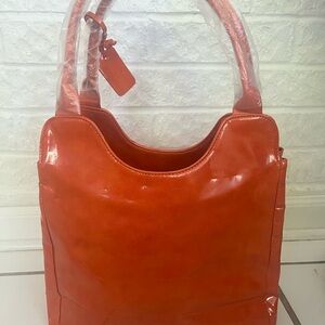 Neiman Marcus Orange Glossy Shoulder Bag